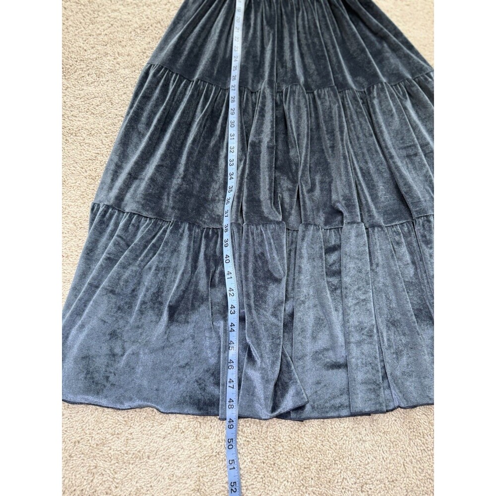 Baltic Born Vivaldi Smocked Velvet Blue Midi‎ Dress M Boho Feminine Cottagecore - Picture 9 of 10